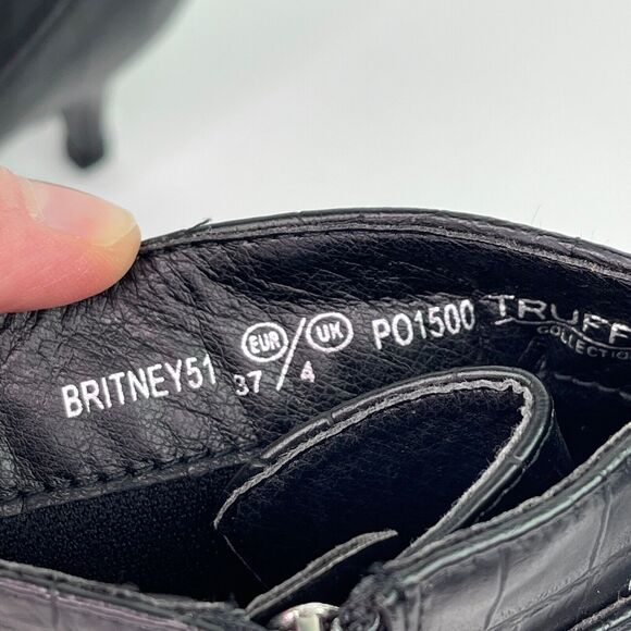 Truffle Collection Faux Leather Croc Embossed Buckle Lace Boots UK 4 US 6 - Picture 6 of 7